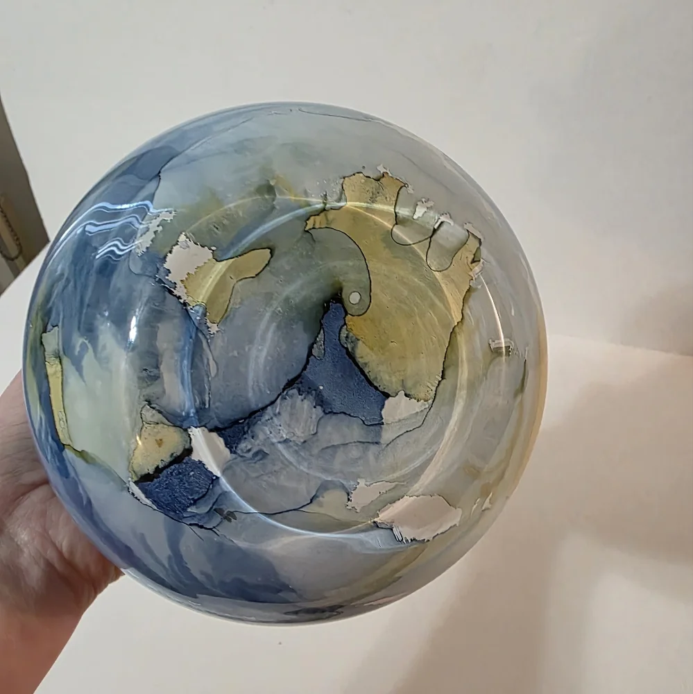 Reverse Painted Rose Bowl Candy Dish